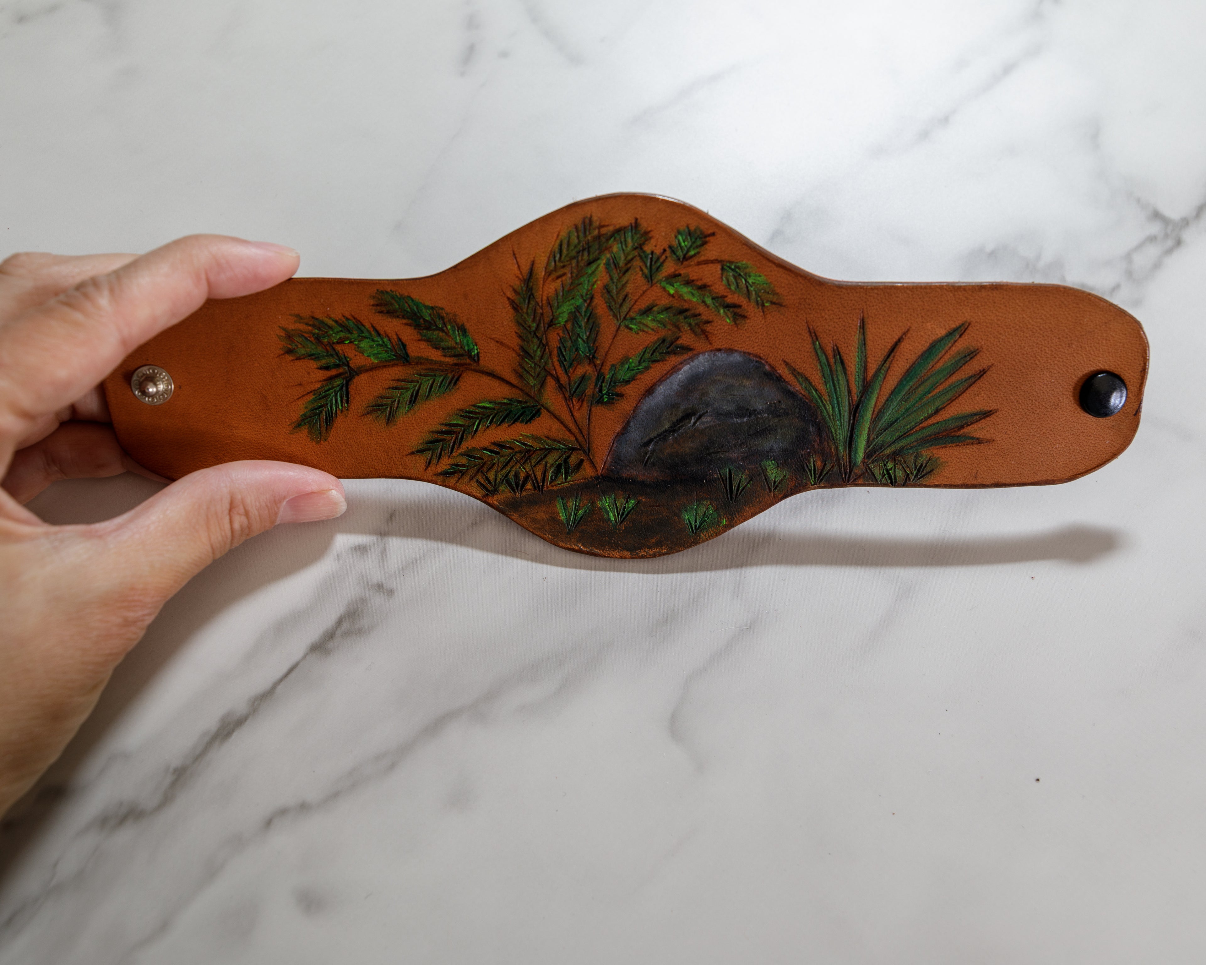 Medallion Leather Cuff Bracelets