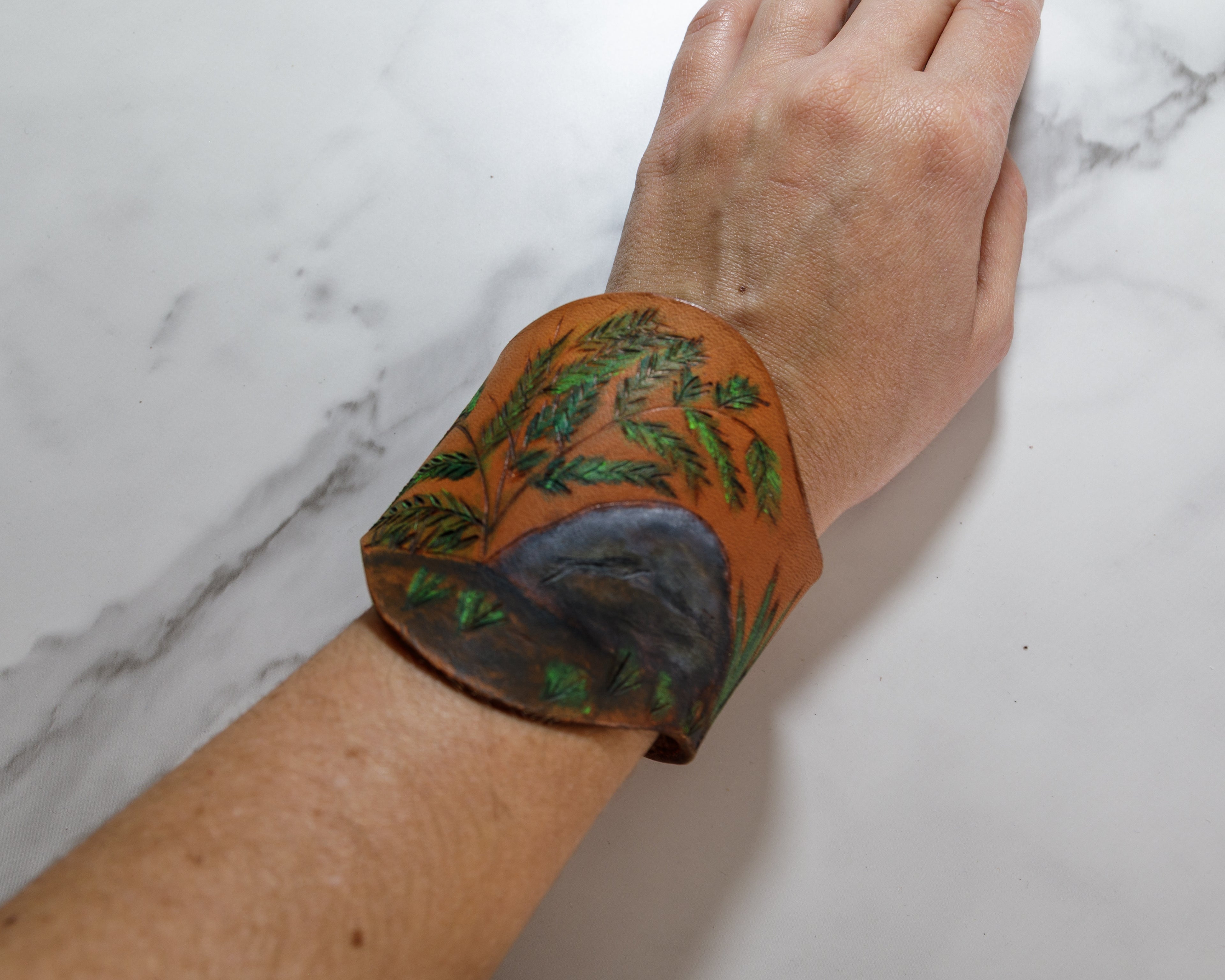 Medallion Leather Cuff Bracelets