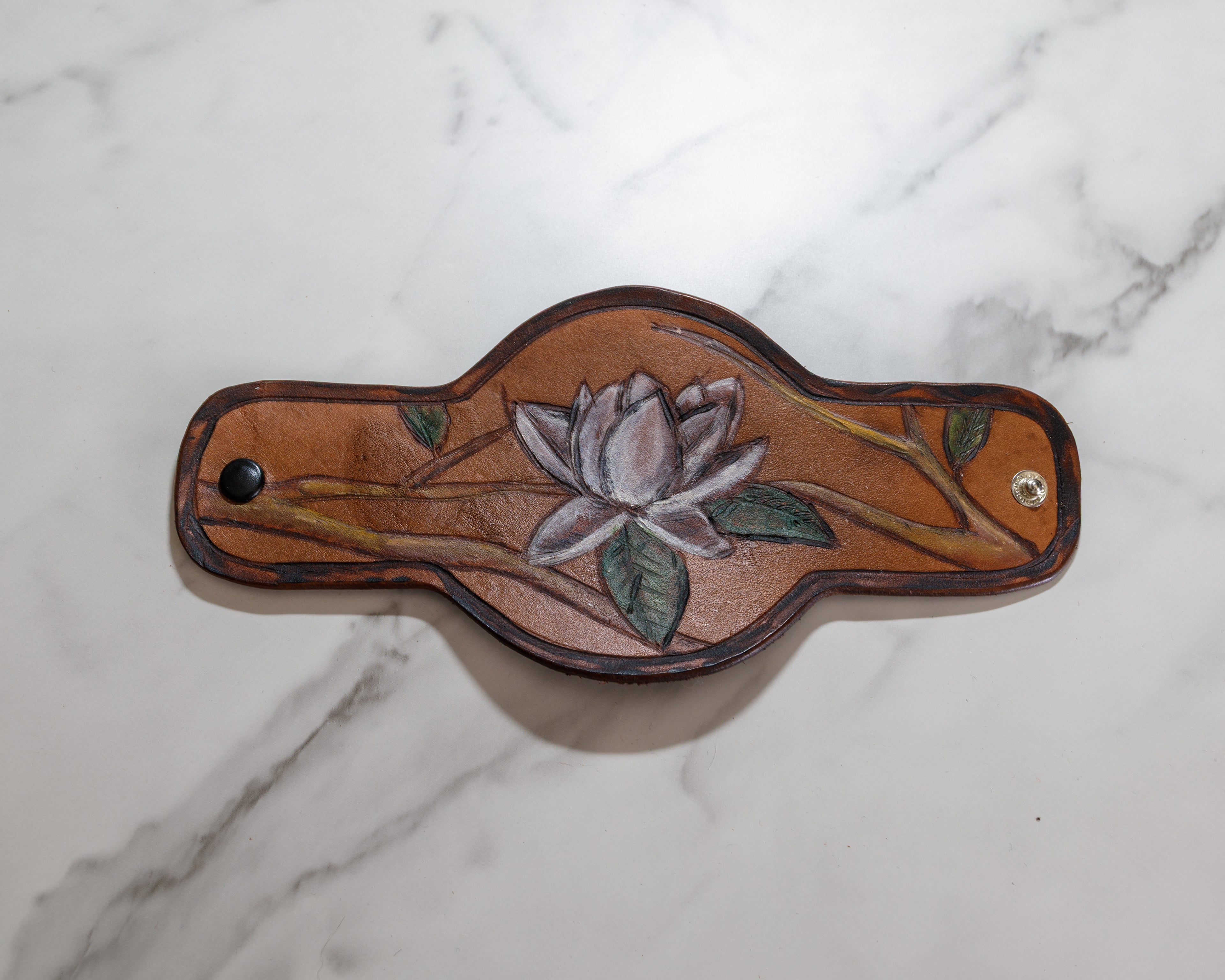 Medallion Leather Cuff Bracelets