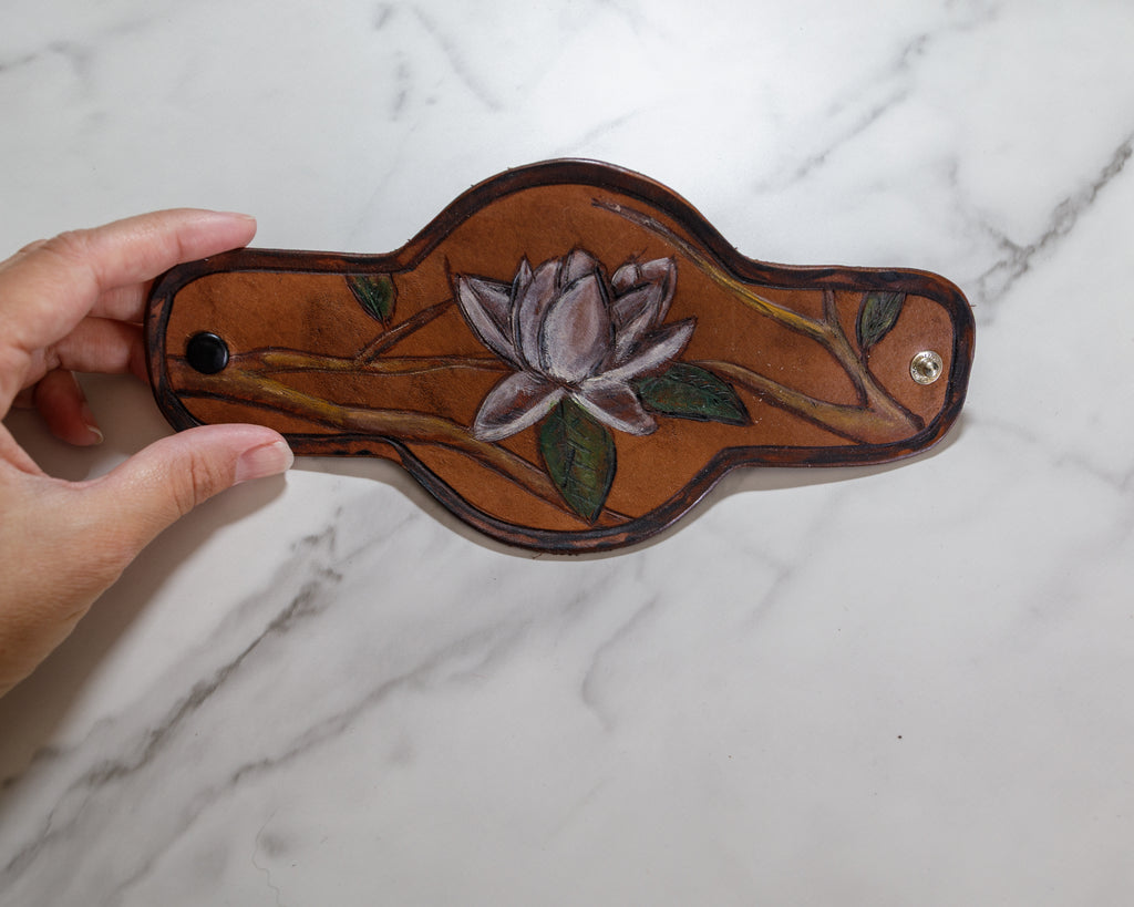 Medallion Leather Cuff Bracelets