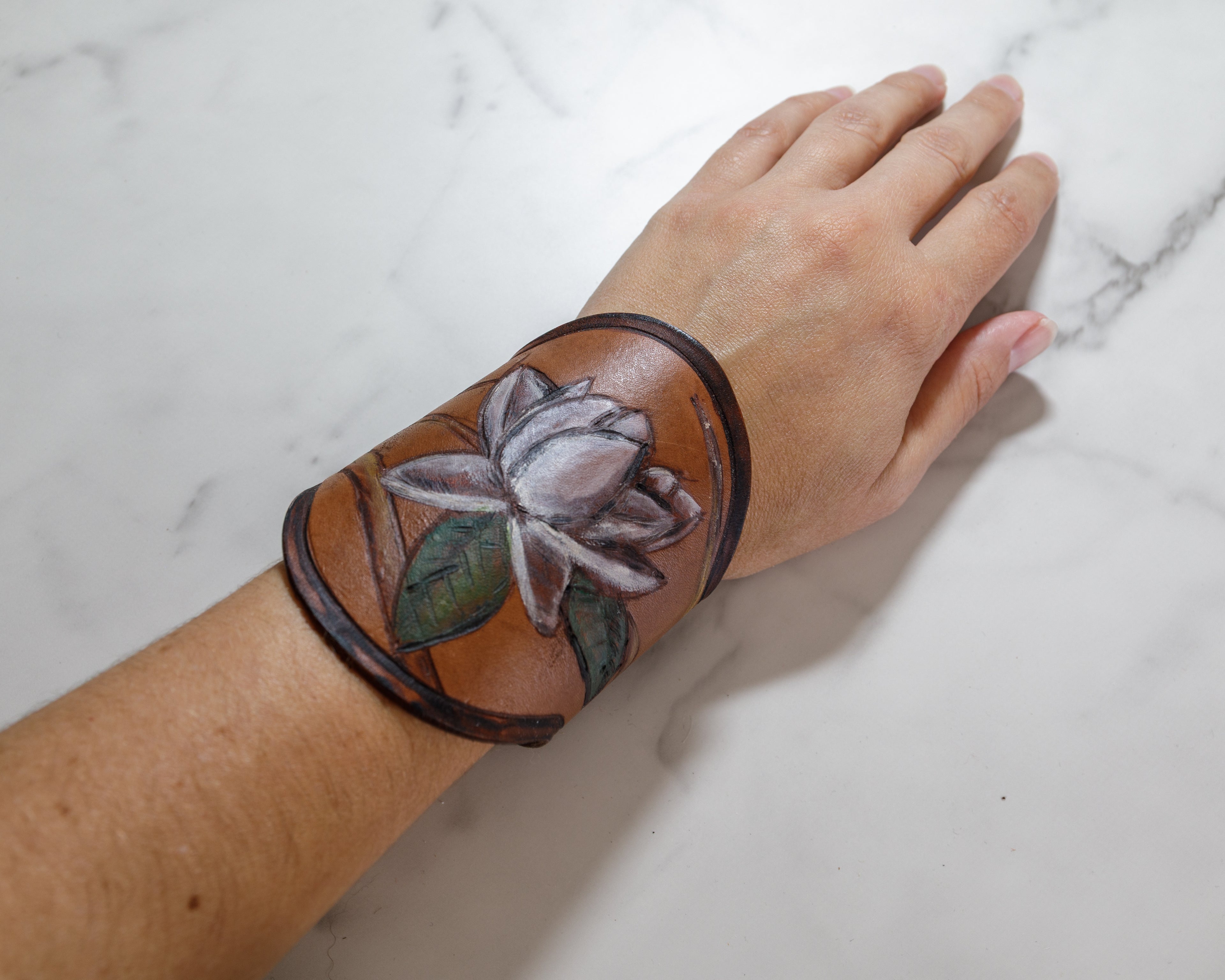 Medallion Leather Cuff Bracelets
