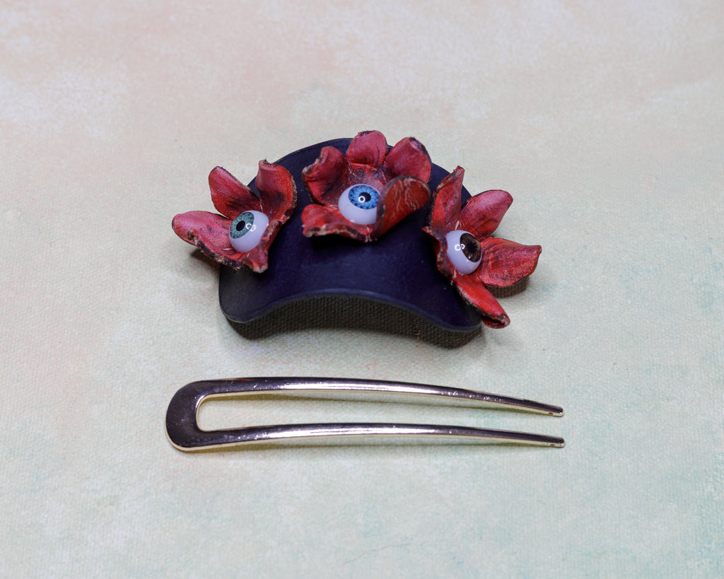 Handmade Leather Ponytail Cuff with Eyes