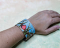 Narrow Leather Cuff Bracelet, Hand-Painted