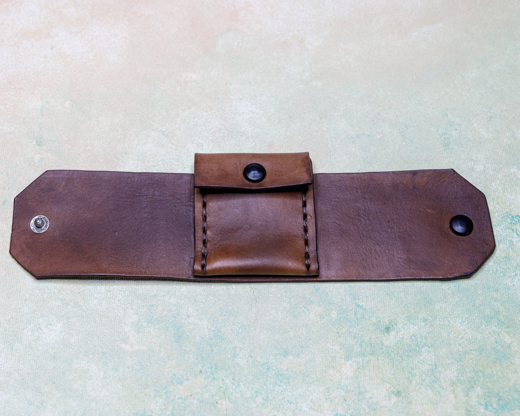 Handmade Leather Wrist Cuff with Note Pouch