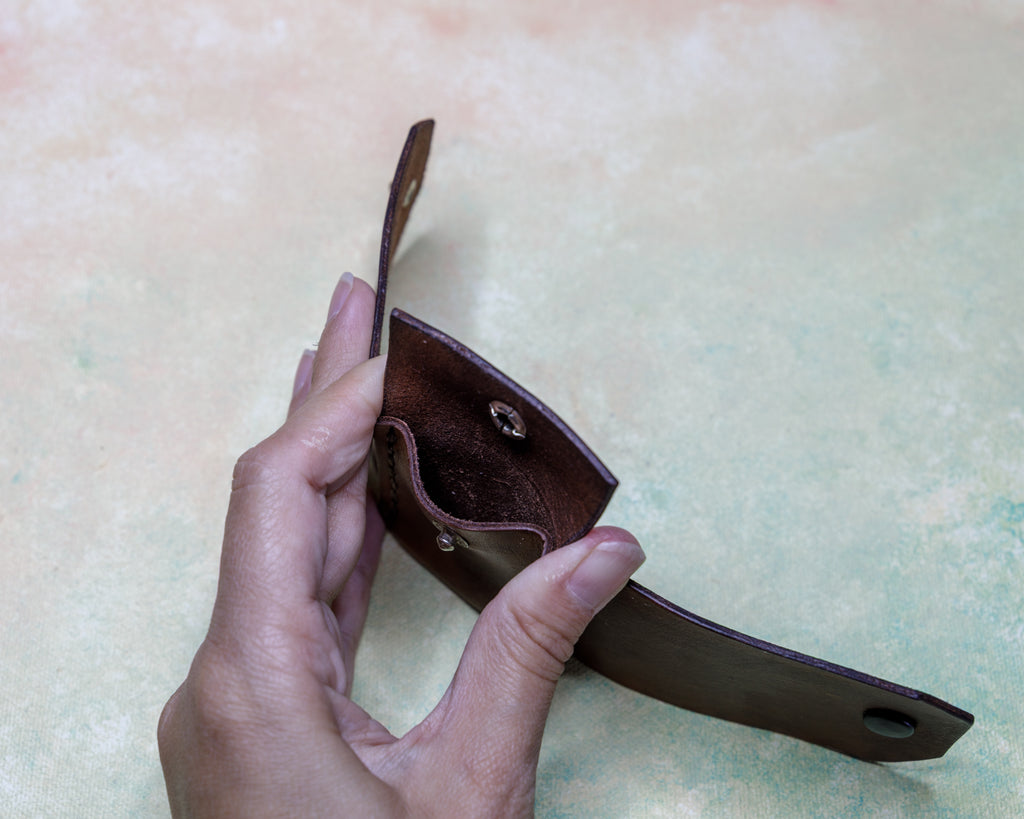 Handmade Leather Wrist Cuff with Note Pouch