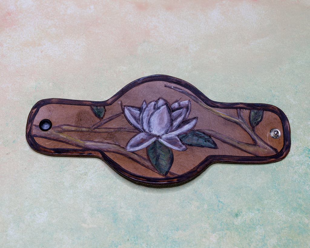 Wide Leather Medallion Cuff, Hand-Tooled