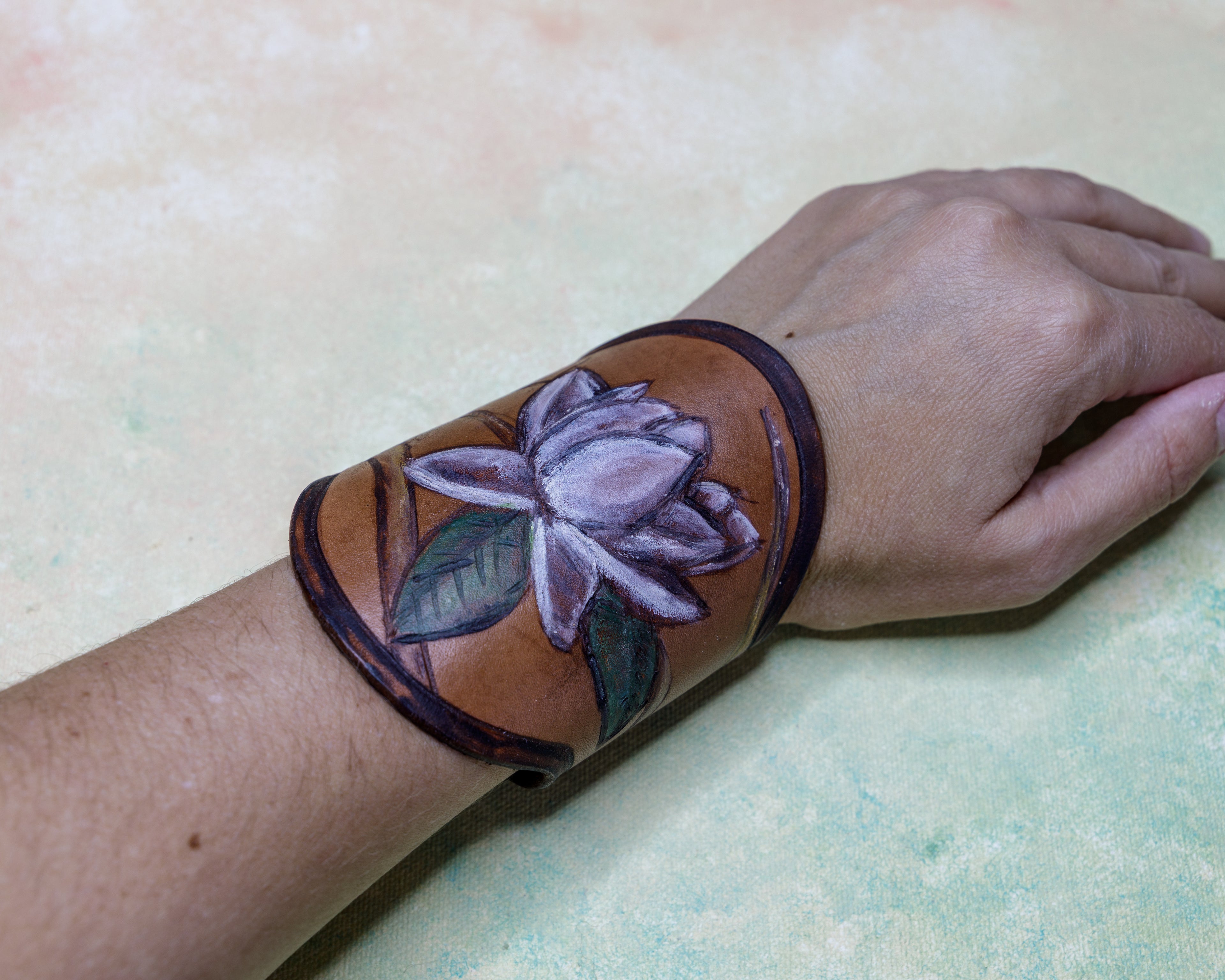 Medallion Leather Cuff Bracelets