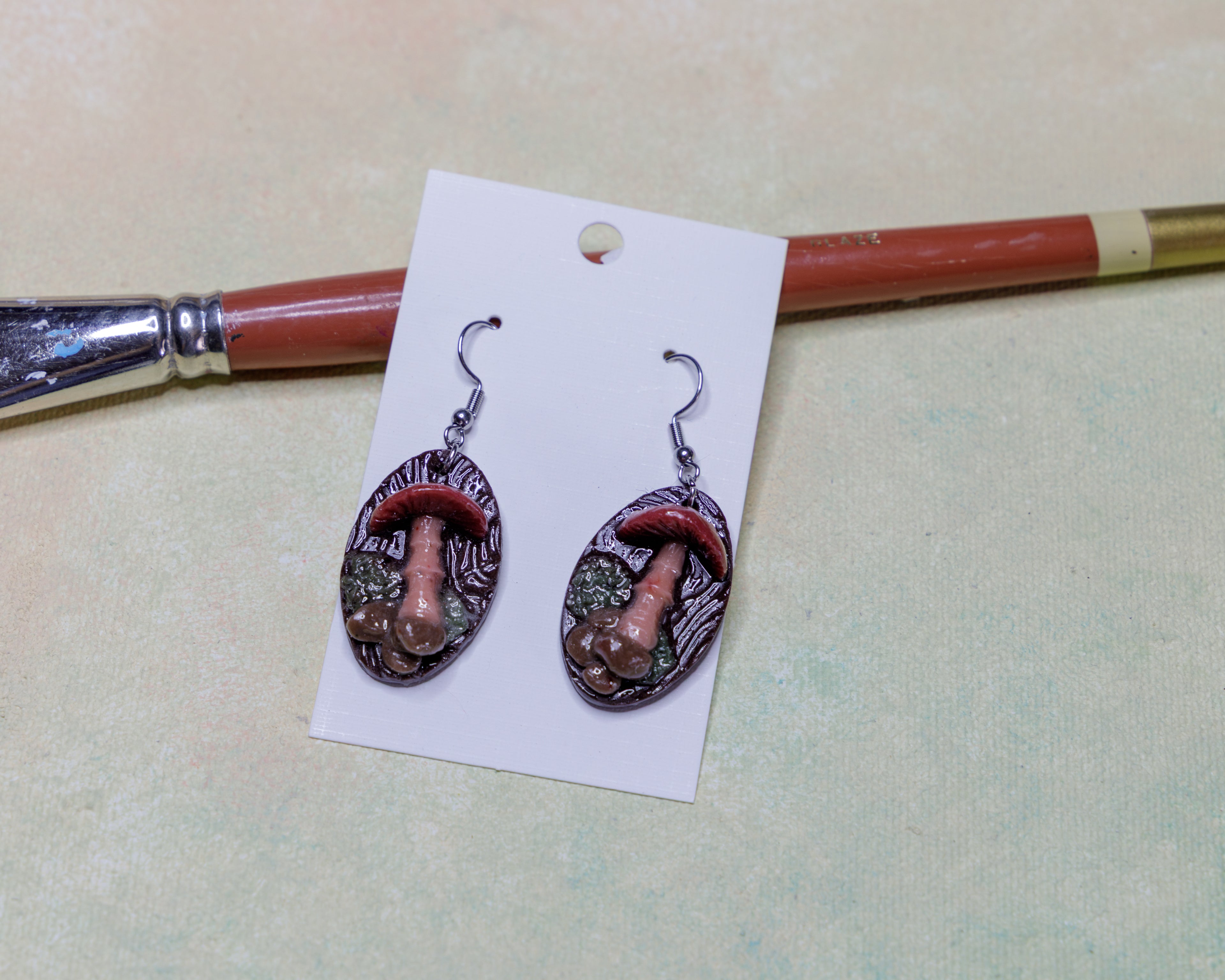 Mushroom Poly Clay Earrings
