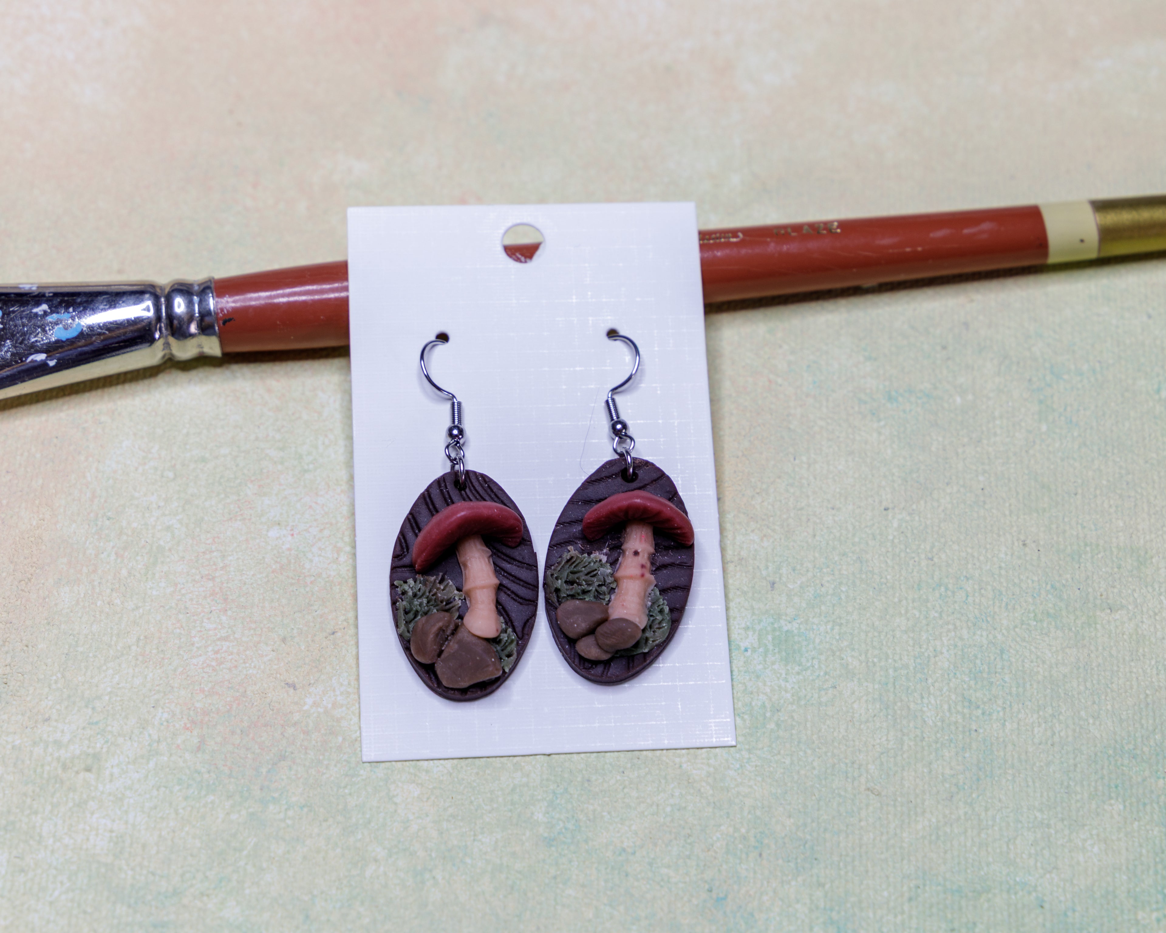 Mushroom Poly Clay Earrings