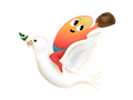 Mango Boy Riding a Dove of Peace Art Print