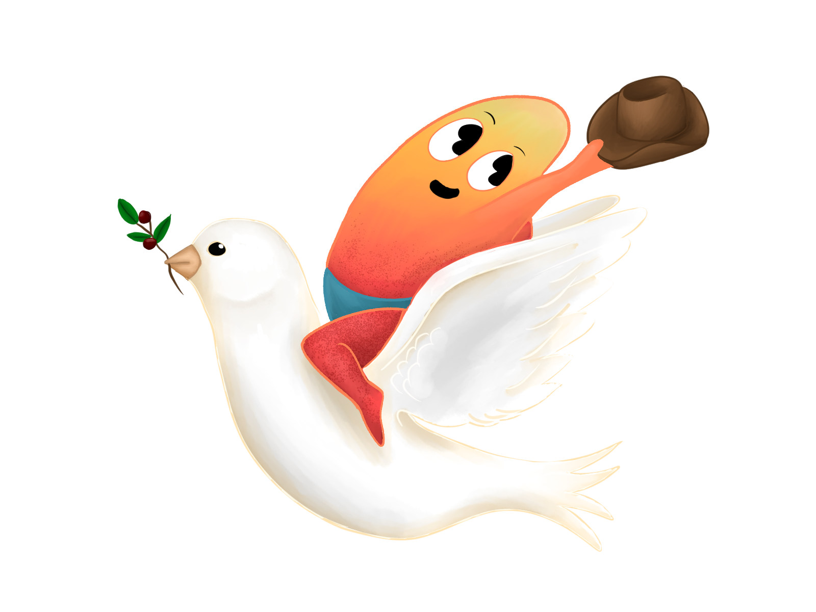 Mango Boy Riding a Dove of Peace Art Print