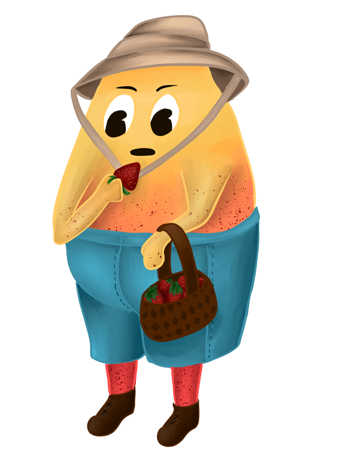Strawberry Picking Mango Boy Art Print